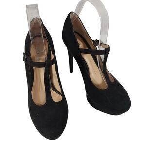 GIANNI BINI! GORGEOUS BLACK ON BLACK TAPESTRY STYLE T-STRAP HEELS! SZ 7M